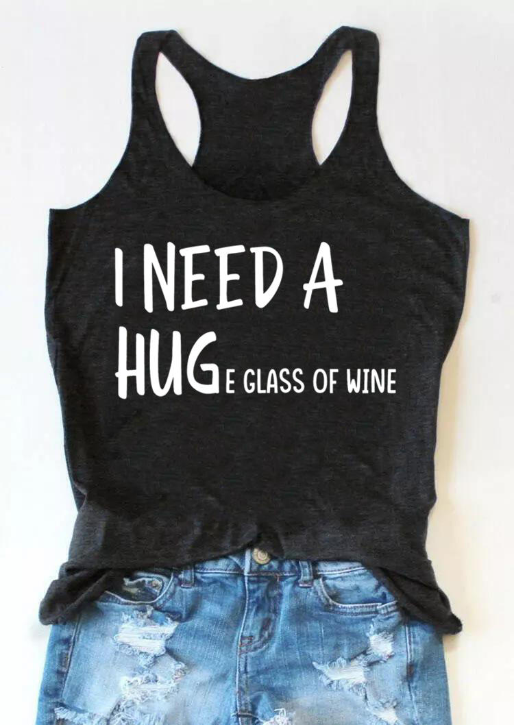 

I Need A Huge Glass Of Wine Racerback Tank - Dark Grey, 528018