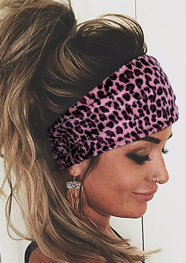 

Leopard Twist Sports Wide Headband, Black;pink, 527438