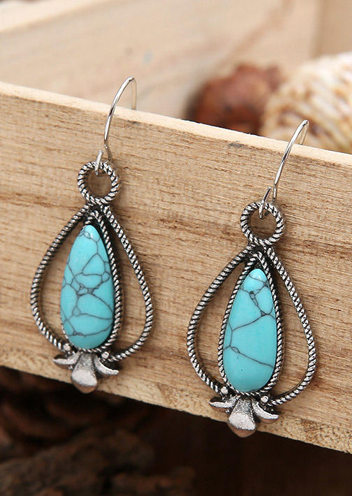 

Turquoise Hollow Out Hook Earrings, Cyan, 528233