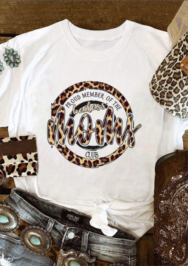 

Proud Member Of The Bad Moms Leopard T-Shirt Tee - White, 528387
