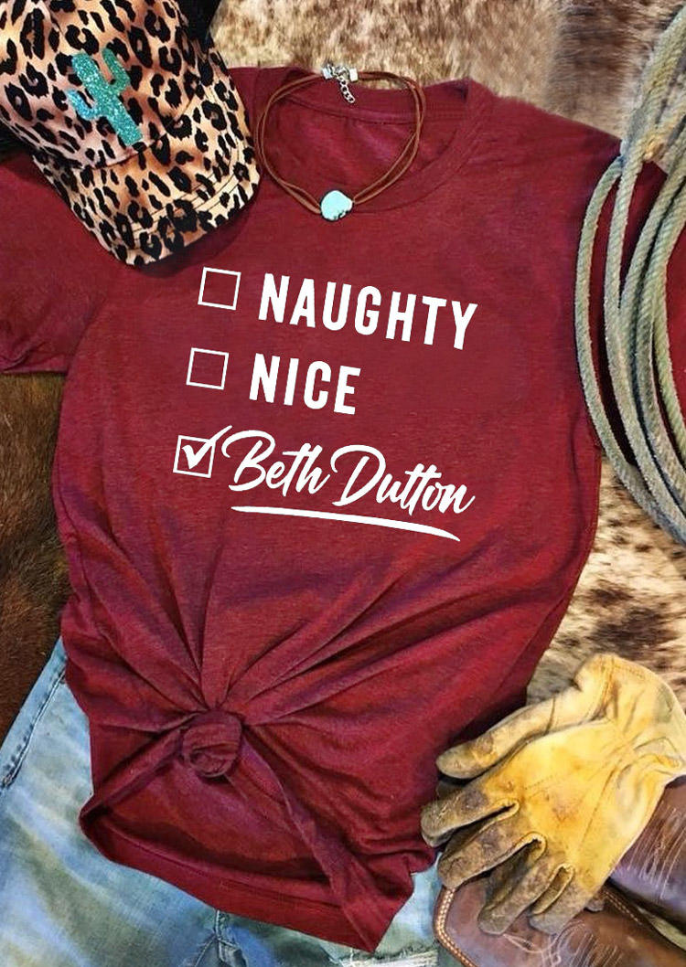 

Naughty Nice T-Shirt Tee - Burgundy, 528411