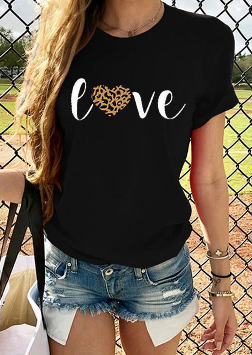 Buy Leopard Love T-Shirt Tee - Black. Picture