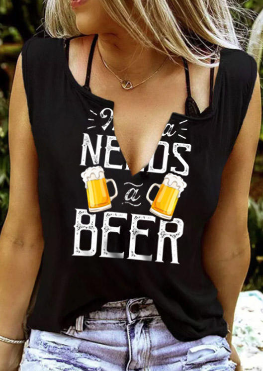 

Mama Needs A Beer Notched Neck Tank without Camisole - Black, 528427