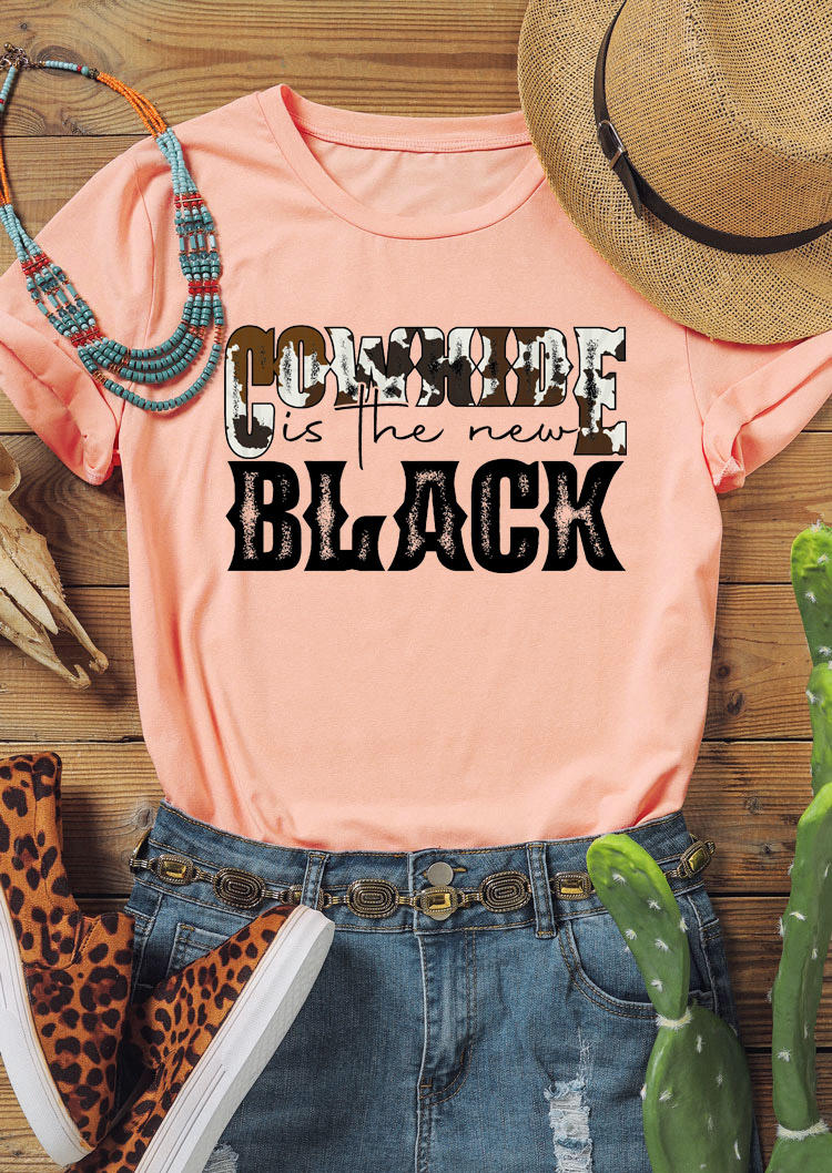 

Cowhide Is The New Black T-Shirt Tee - Pink, 528415