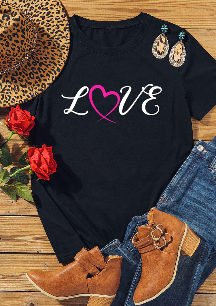 

Valentine Love Heart T-Shirt Tee - Black, 528452