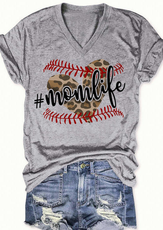 

Momlife Football Leopard T-Shirt Tee - Gray, 528466