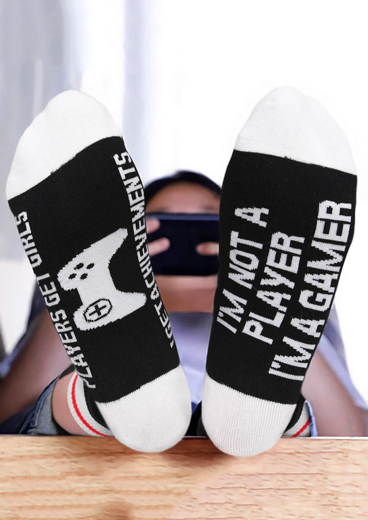 

I'm Not A Player I'm A Gamer Crew Socks, Black, 527960