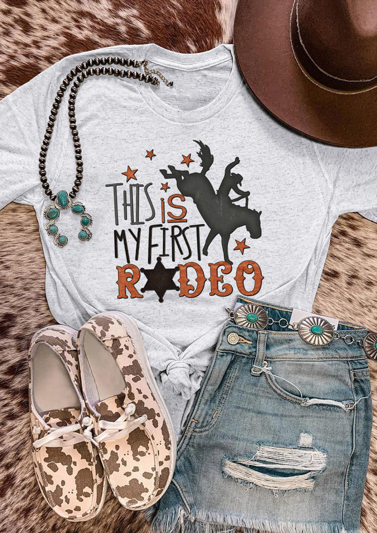 

This Is My First Rodeo T-Shirt Tee - Light Grey, 528652