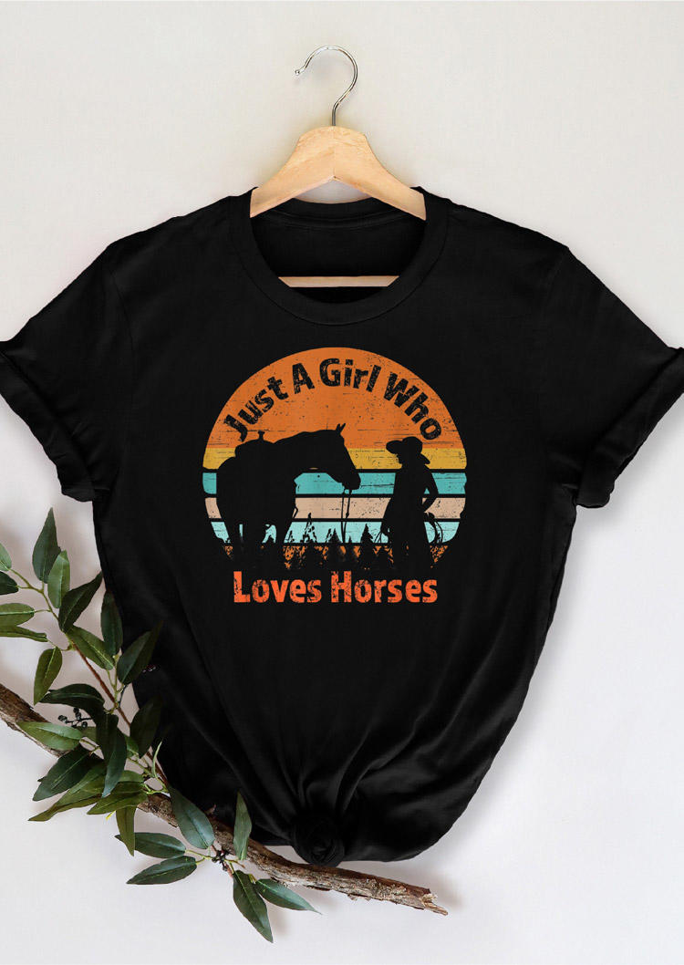 

Just A Girl Who Loves Horses T-Shirt Tee - Black, 528653