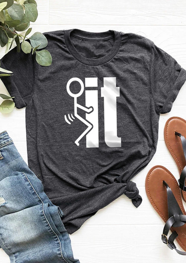 

Funny O-Neck T-Shirt Tee - Dark Grey, 528689