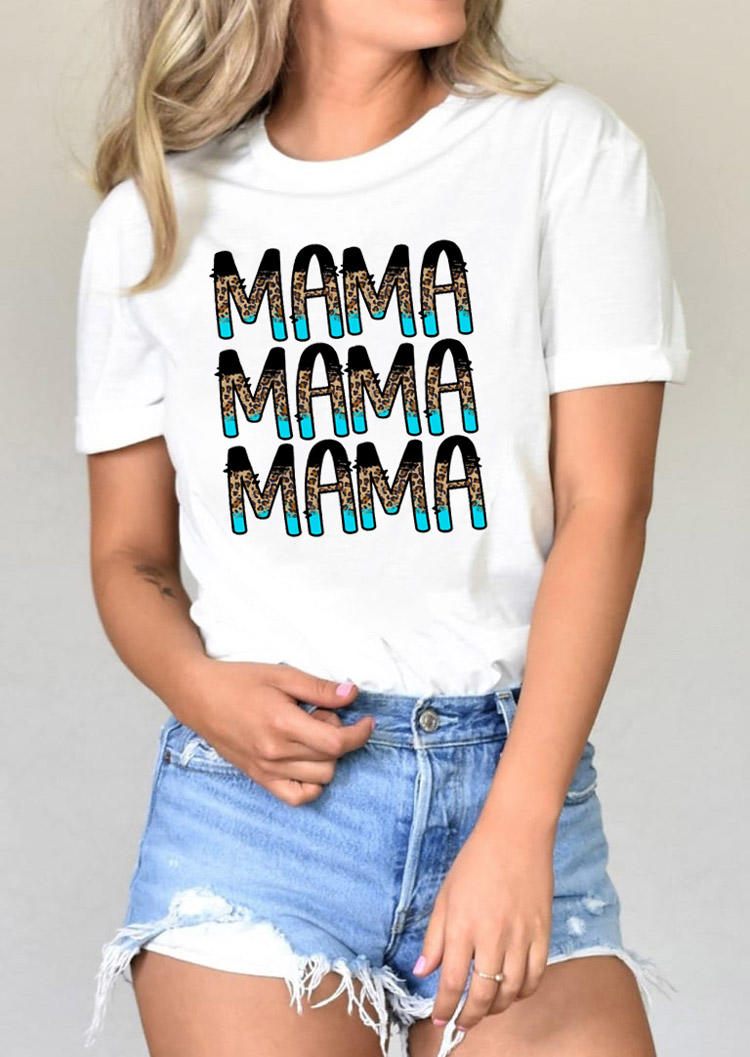 

Leopard Mama T-Shirt Tee - White, 528690