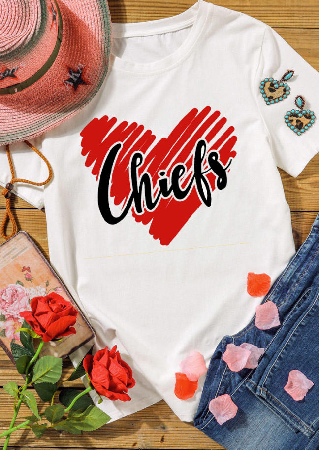 

Chiefs Heart Short Sleeve T-Shirt Tee - White, 528693