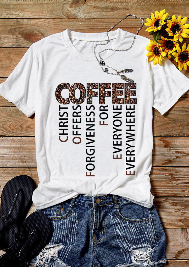 Kaufen Coffee Christ Everywhere T-Shirt Tee - White. Bild