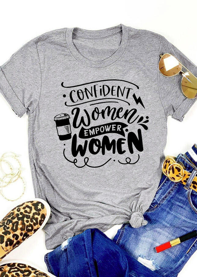

Confident Women T-Shirt Tee - Gray, 528697