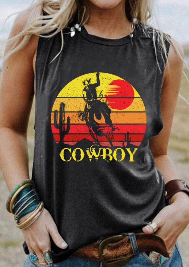 

Sunset Cowboy Cactus Tank - Dark Grey, 528718