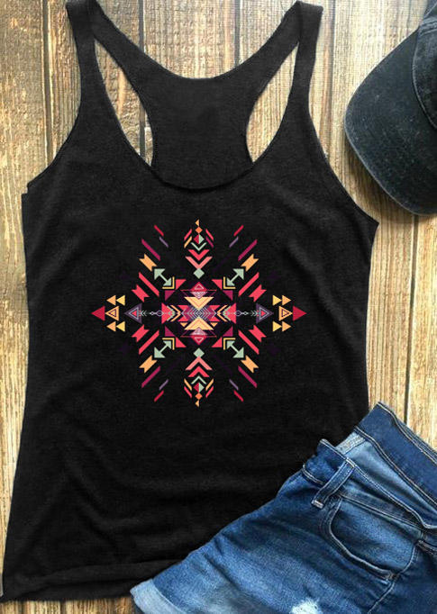 

Aztec Geometric Racerback Tank - Black, 528721