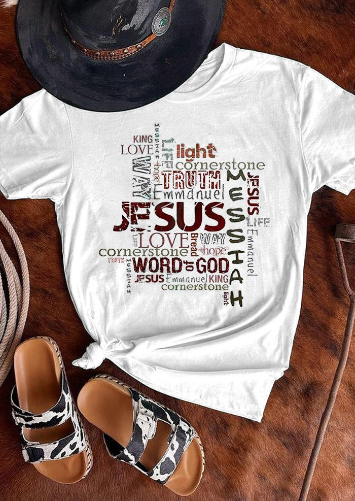 

Jesus Love O-Neck T-Shirt Tee - White, 528684
