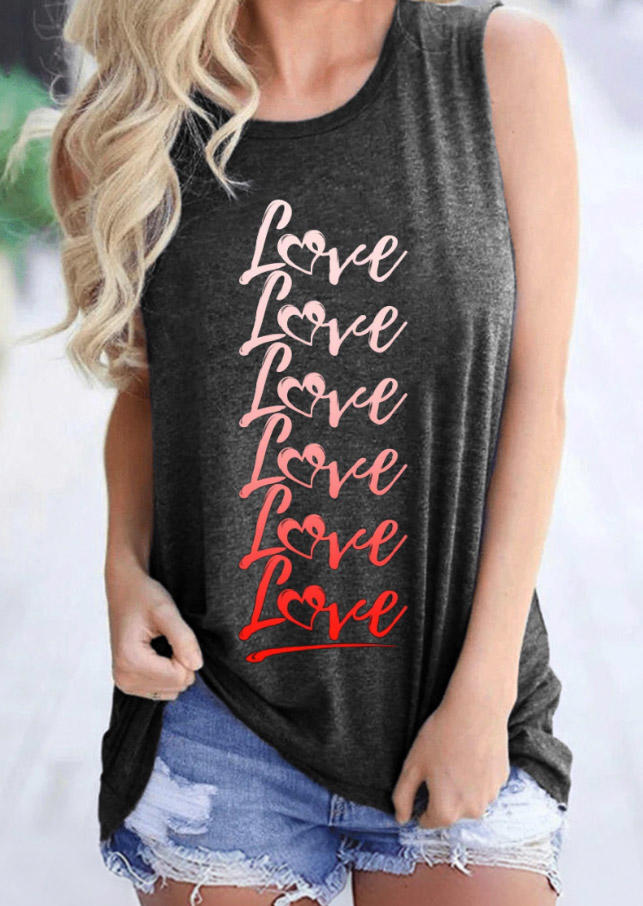 

Valentine Love Love Love Heart Tank - Dark Grey, 528688