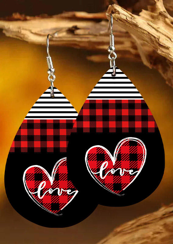 Love Heart Plaid Striped Earrings