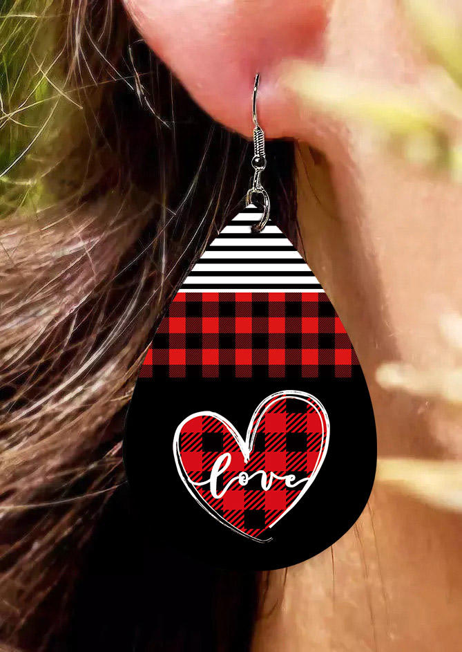 Love Heart Plaid Striped Earrings