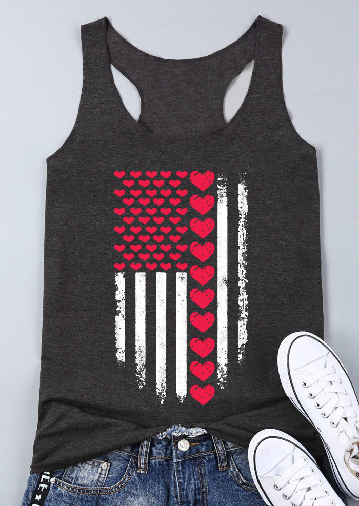 

American Flag Heart Racerback Tank - Dark Grey, 526268