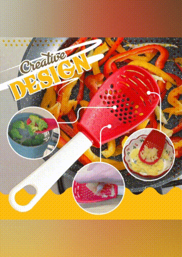 

Multifunctional Kitchen Cooking Spoon, Black;red, 527819