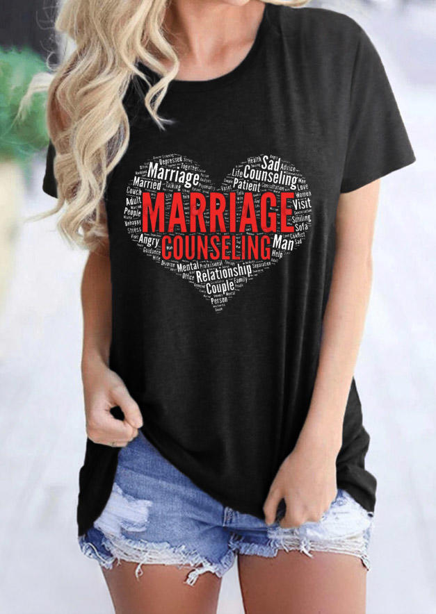 

Valentine Marriage Counseling Love Heart T-Shirt Tee - Black, 528453