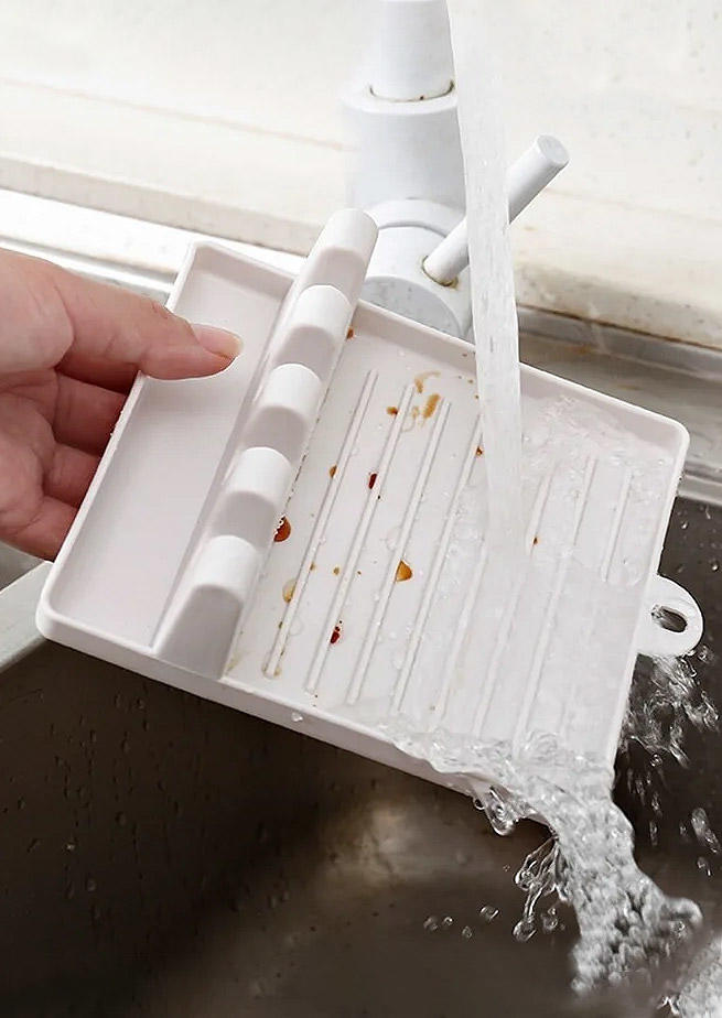 

Kitchen Silicone Utensil Spoon Rest Holder, Green;white, 528424