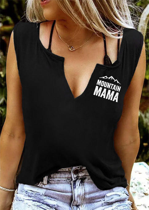 

Mountain Mama Notched Neck Tank without Camisole - Black, 528879