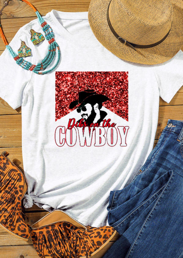 

Dibs On The Cowboy T-Shirt Tee - White, 528914