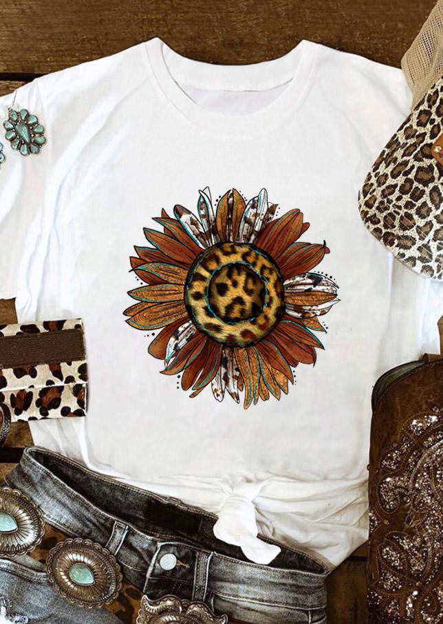 

Sunflower Leopard T-Shirt Tee - White, 528915