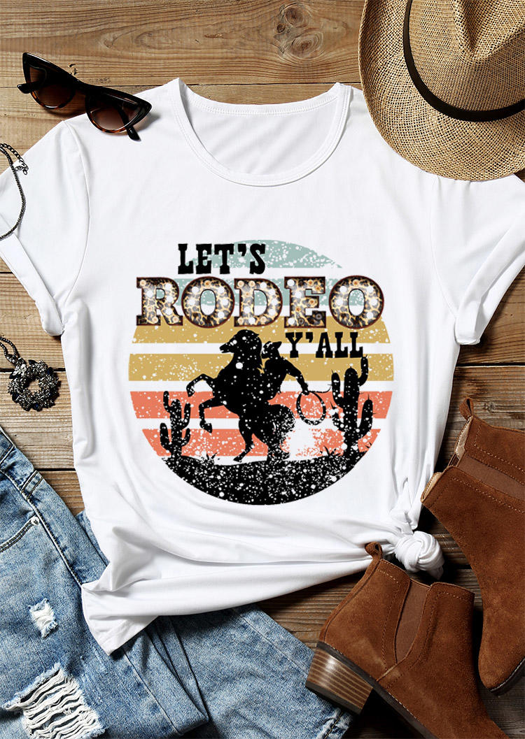 

Let's Rodeo Cactus T-Shirt Tee - White, 528916