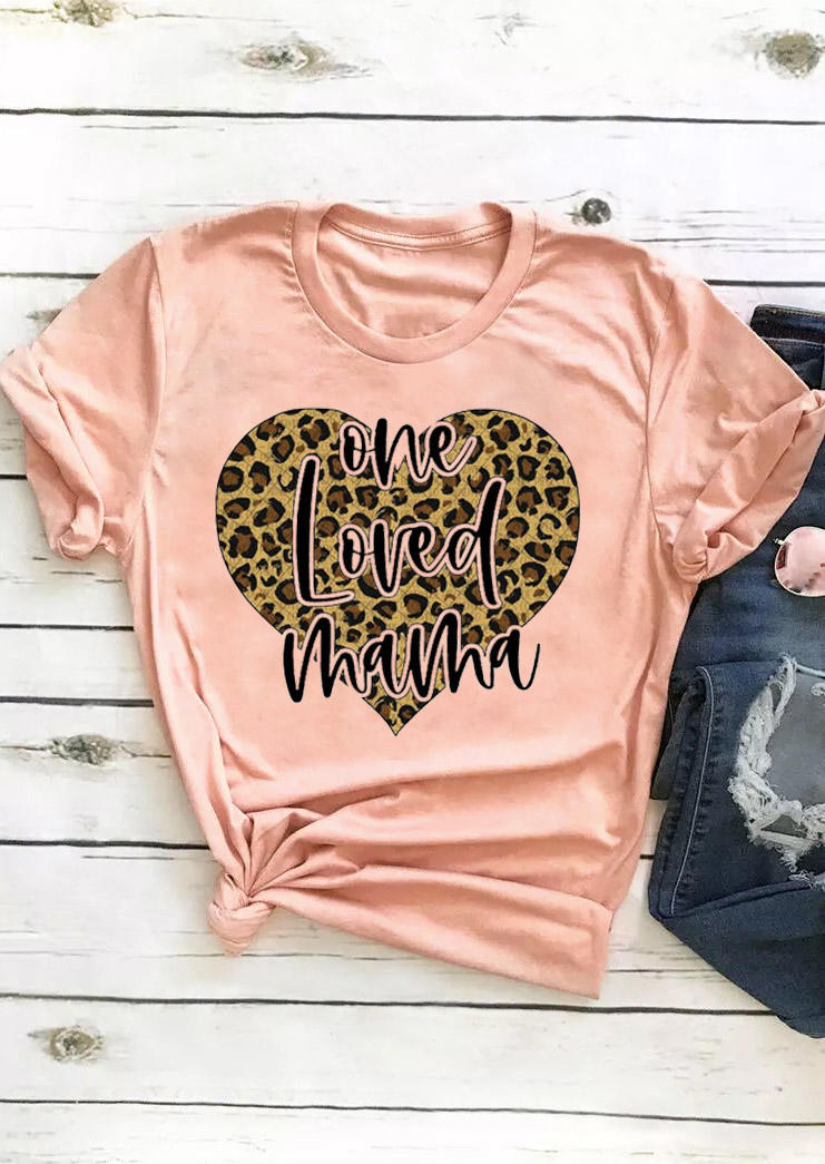 

One Loved Mama Leopard T-Shirt Tee - Pink, 528918