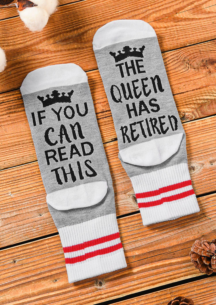 

The Queen Has Retired Crown Crew Socks, Gray, 528298
