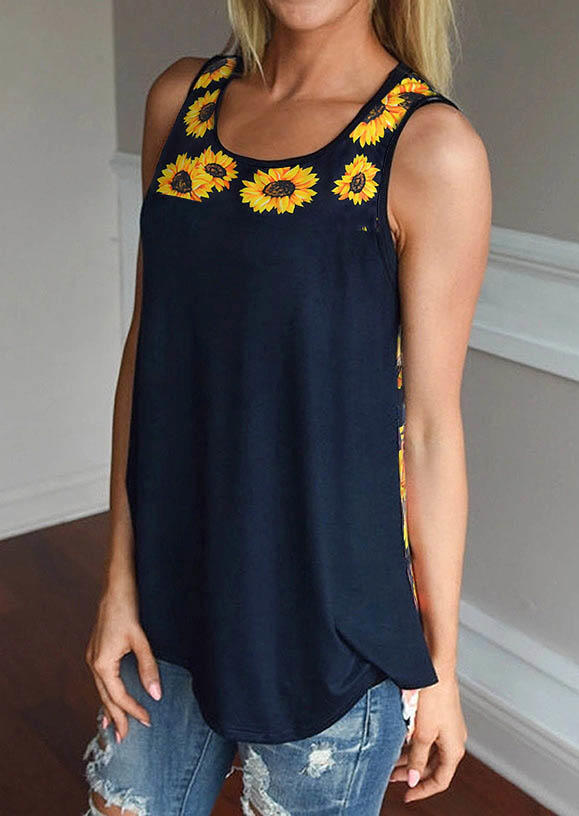

Sunflower Sleeveless Casual Tank - Blue, 528328