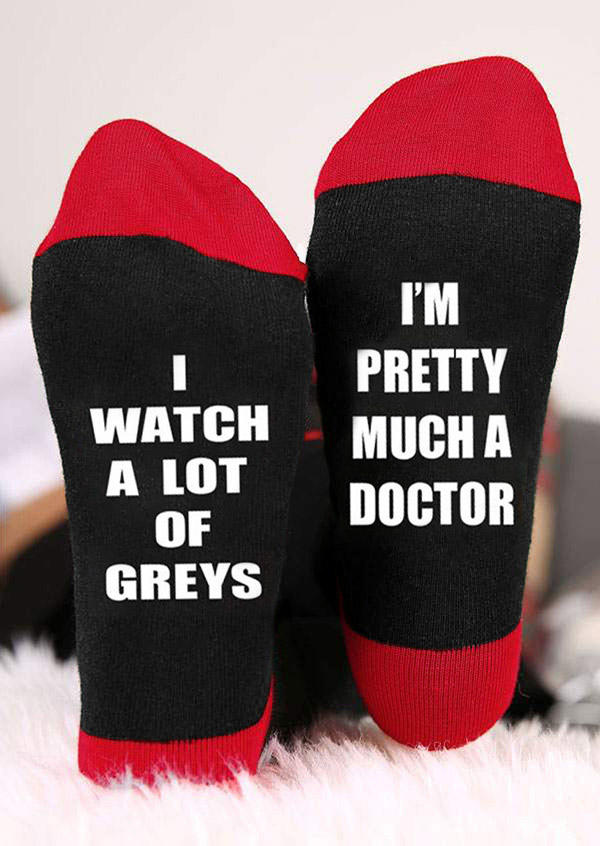 

I Watch A Lot Of Greys I'm Pretty Much A Doctor Crew Socks, Black;dark grey, 528850