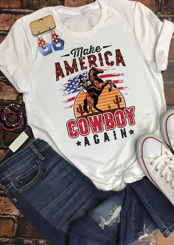 

Make America Cowboy Again T-Shirt Tee - White, 528870