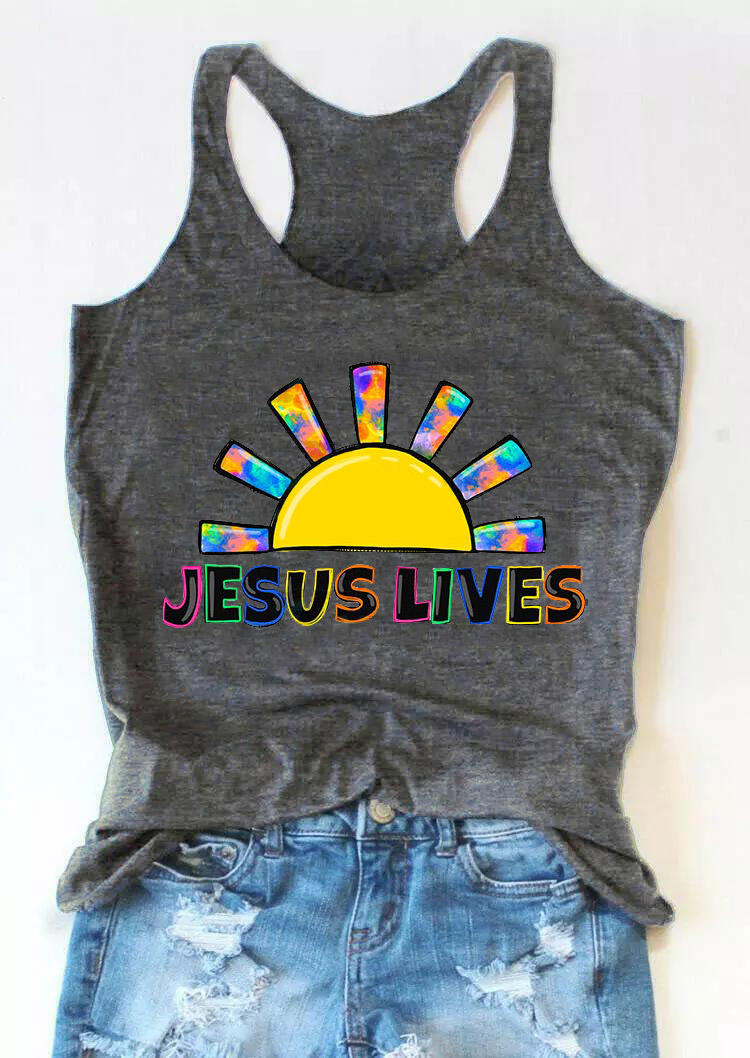 

Jesus Lives Sun Racerback Tank - Dark Grey, 528891