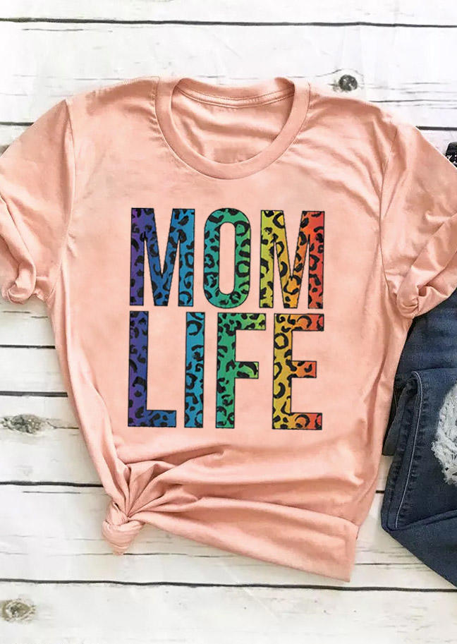 

Leopard Mom Life T-Shirt Tee - Pink, 528955