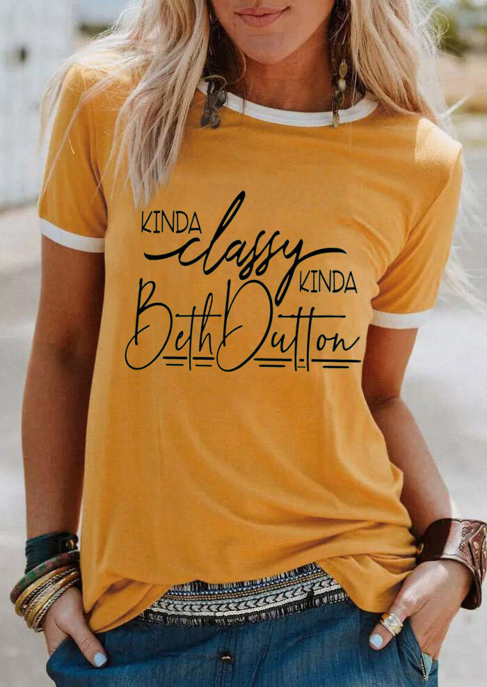 

Kinda Classy O-Neck T-Shirt Tee - Yellow, 529114