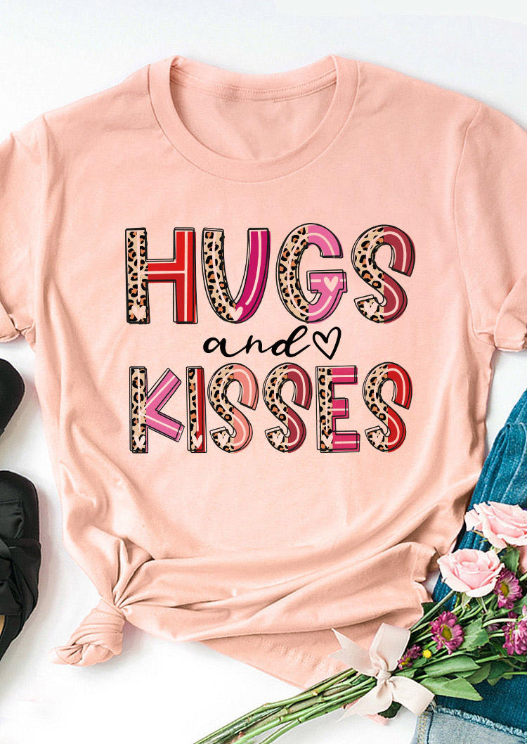 

Hugs And Kisses Leopard T-Shirt Tee - Pink, 529127