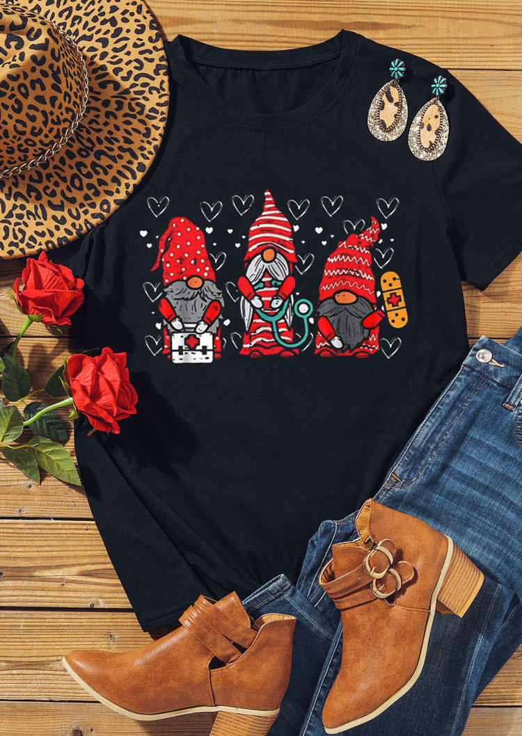 

Valentine Heart Gnomies T-Shirt Tee - Black, 529134