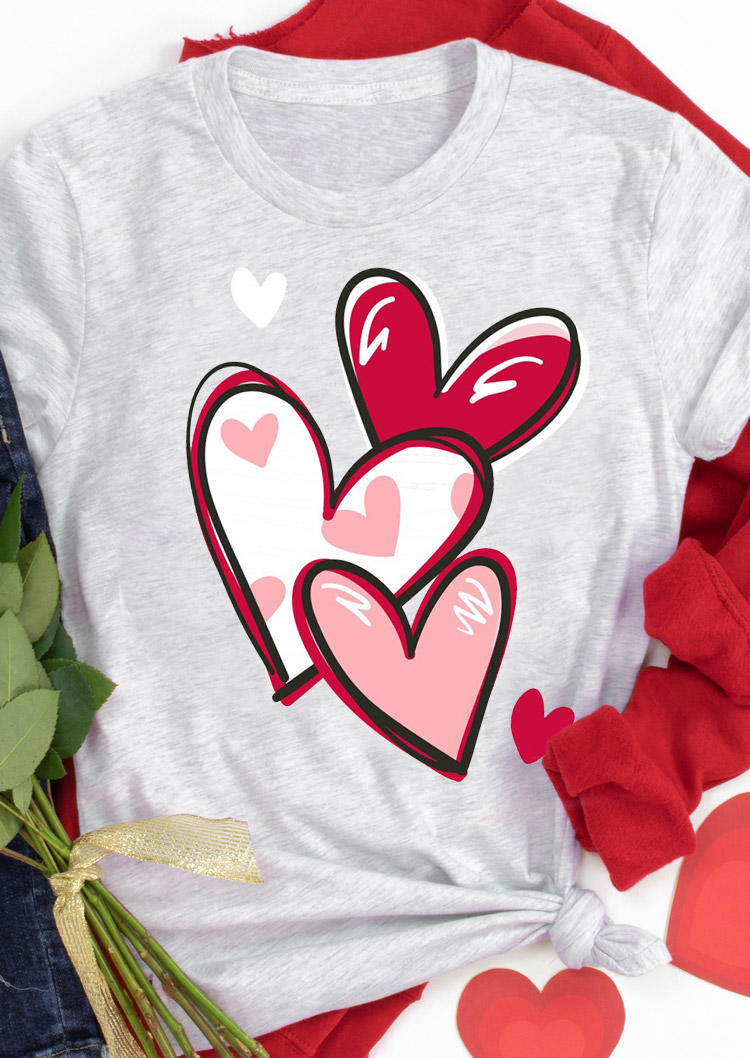 

Valentine Love Heart T-Shirt Tee - Light Grey, 529140