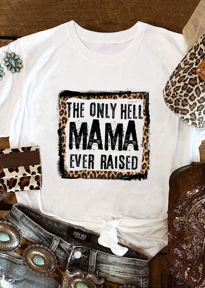 The Only Hell Mama Leopard T-Shirt Tee - White
