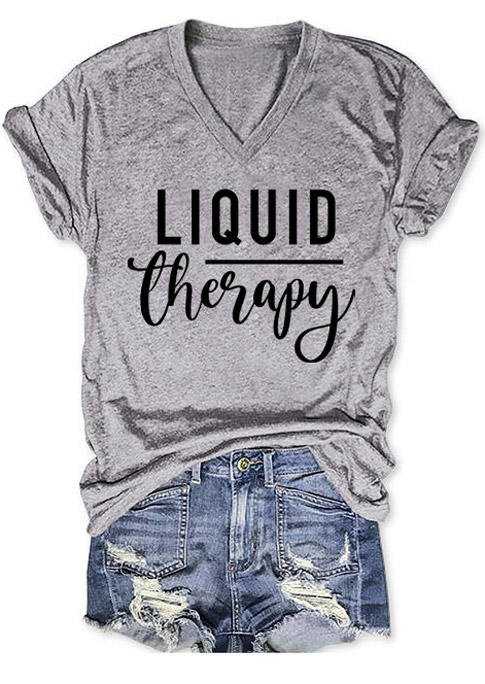 

Liquid Therapy V-Neck T-Shirt Tee - Gray, 529169