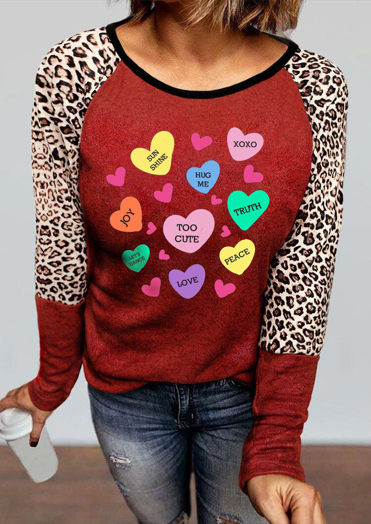 

Valentine Love Heart Leopard Blouse - Red, 529194