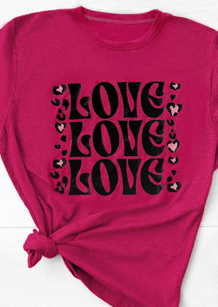 Valentine Leopard Love T-Shirt Tee - Red
