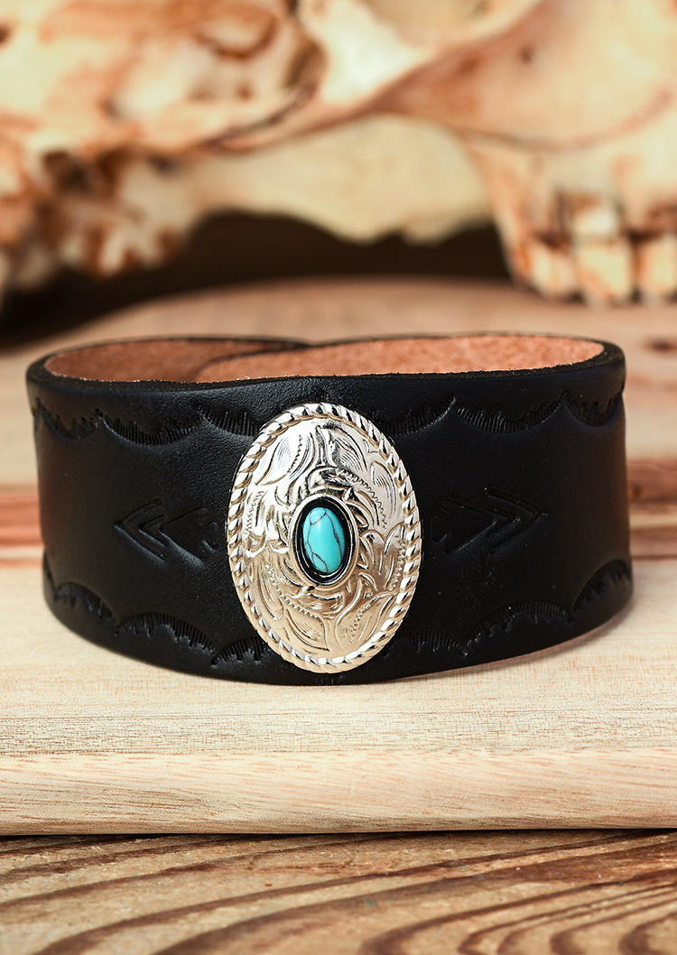 

Turquoise Wide Buckle Bracelet, Black, 527726