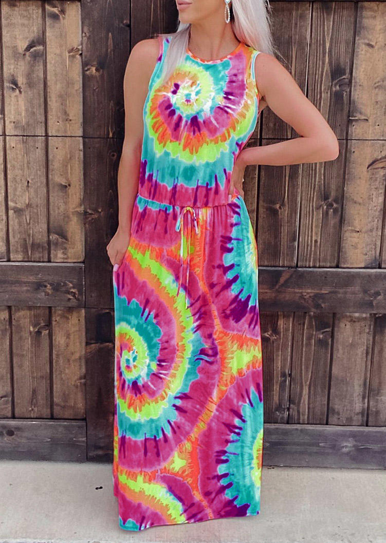 

Tie Dye Swirl Maxi Dress, Multicolor, 528364