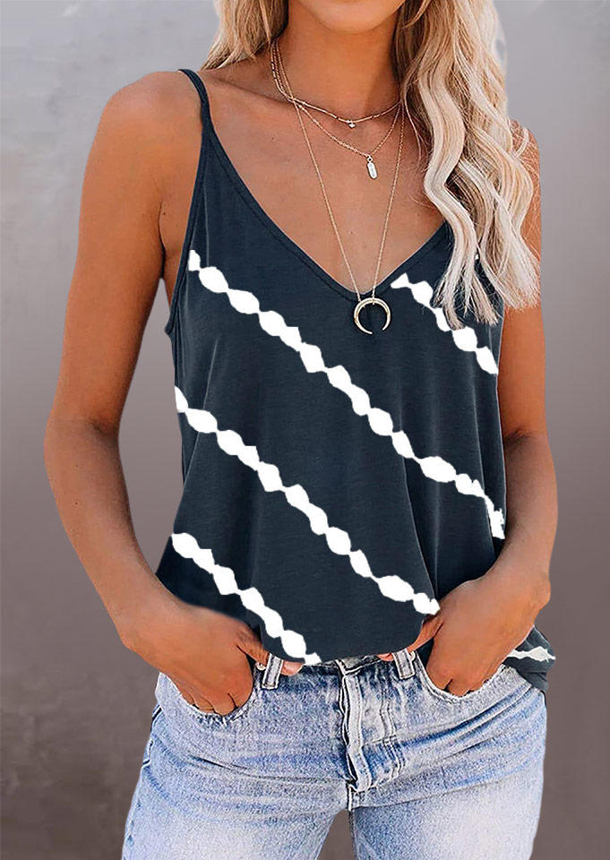 

Striped Spaghetti Strap Camisole - Deep Blue, 528520